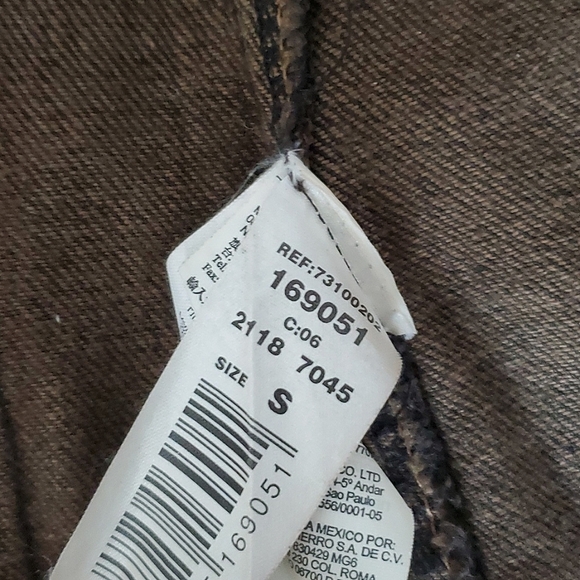 Mango Jeans Denim Blazer, Black Brown Tan Jean Jacket, XXS S EUC, Brass Snaps - Picture 9 of 10